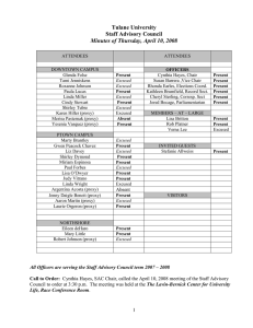 Tulane University Staff Advisory Council Minutes of Thursday, April 10, 2008
