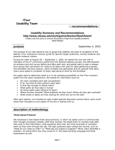 iTour Usability Team :: recommendations::