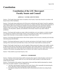 Constitution Constitution of the LSU Shreveport Faculty Senate and Council