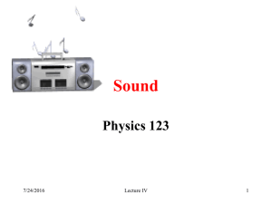Sound Physics 123 7/24/2016 Lecture IV