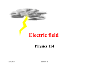 Electric field Physics 114 7/24/2016 Lecture II