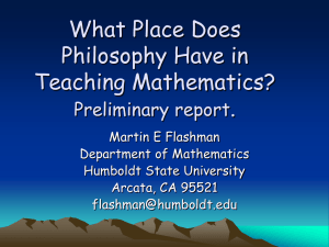 What Place Does Philosophy Have in Teaching Mathematics? .