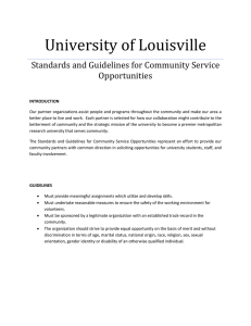 University of Louisville Standards and Guidelines for Community Service Opportunities