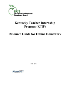 Kentucky Teacher Internship Program Resource Guide for Online Homework
