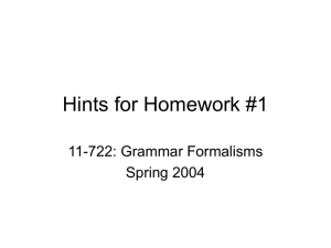 Hints for Homework #1 11-722: Grammar Formalisms Spring 2004