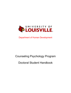 Counseling Psychology Program Doctoral Student Handbook Department of Human Development