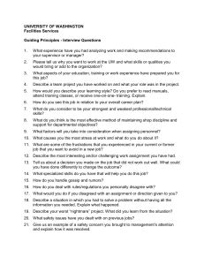 UNIVERSITY OF WASHINGTON Facilities Services  Guiding Principles - Interview Questions