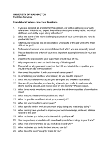 UNIVERSITY OF WASHINGTON Facilities Services  Foundational Values - Interview Questions