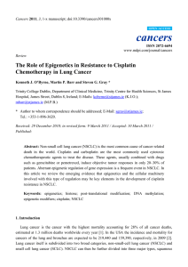 cancers The Role of Epigenetics in Resistance to Cisplatin