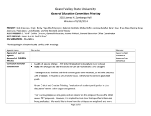 Grand Valley State University General Education Committee Meeting Minutes of 9/15/2014