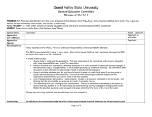 Grand Valley State University General Education Committee Minutes of 10-17-11