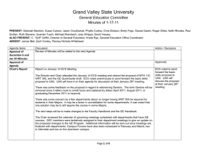 Grand Valley State University General Education Committee Minutes of 1-17-11