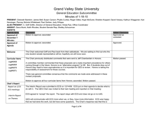 Grand Valley State University General Education Subcommittee Minutes of 1-18-10