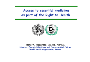 Access to essential medicines as part of the Right to Health