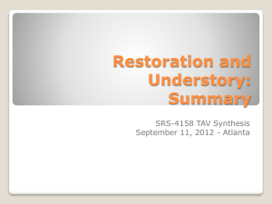 Restoration and Understory: Summary SRS-4158 TAV Synthesis