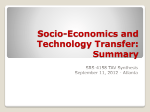 Socio-Economics and Technology Transfer: Summary SRS-4158 TAV Synthesis