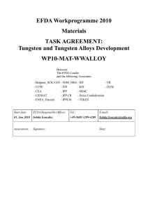 EFDA Workprogramme 2010 Materials TASK AGREEMENT: Tungsten and Tungsten Alloys Development