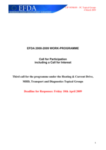EFDA 2008-2009 WORK-PROGRAMME Call for Participation including a Call for Interest
