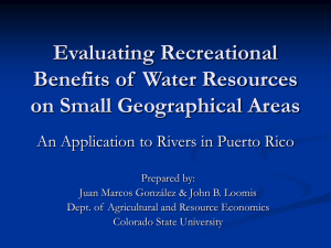 Evaluating Recreational Benefits of  Water Resources on Small Geographical Areas
