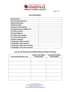 Lab Information CHEMICAL HYGIENE PLAN (CHP) Page 1 of 7