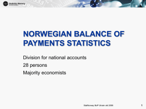 NORWEGIAN BALANCE OF PAYMENTS STATISTICS Division for national accounts 28 persons