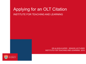 Applying for an OLT Citation INSTITUTE FOR TEACHING AND LEARNING