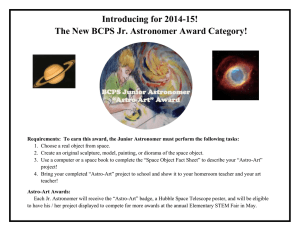 Introducing for 2014-15! The New BCPS Jr. Astronomer Award Category!