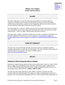 Minors on Campus Policies and Procedures SCOPE