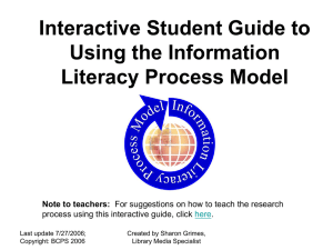 Interactive Student Guide to Using the Information Literacy Process Model Note to teachers: