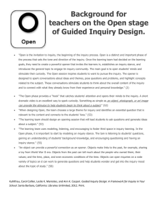 Background for teachers on the Open stage of Guided Inquiry Design.
