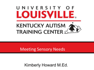 Meeting Sensory Needs  Kimberly Howard M.Ed.