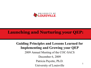 Launching and Nurturing your QEP: Guiding Principles and Lessons Learned for