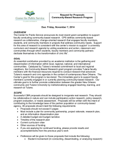 Request for Proposals Community-Based Research Program  Due: Friday, November 7, 2014