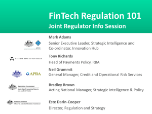 FinTech Regulation 101 Joint Regulator Info Session
