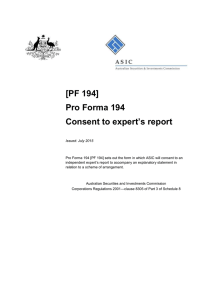 [PF 194] Pro Forma 194 Consent to expert’s report