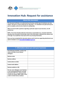 Innovation Hub: Request for assistance  About this document