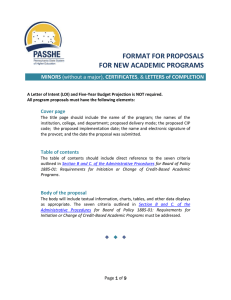 FORMAT FOR PROPOSALS FOR NEW ACADEMIC PROGRAMS MINORS