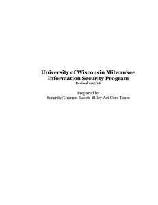 University of Wisconsin Milwaukee Information Security Program Prepared by