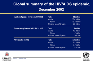 Global summary of the HIV/AIDS epidemic, December 2002