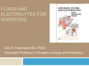 FLUIDS AND ELECTROLYTES FOR SURGEONS Anil S. Paramesh MD, FACS