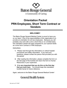 Orientation Packet PRN Employees, Short Term Contract or Vendors