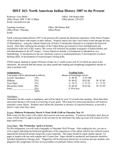 HIST 263: North American Indian History 1887 to the Present