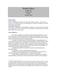 Media Ethics JAMS 361 Section 201 Online