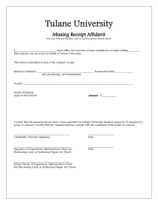 Tulane University Missing Receipt Affidavit