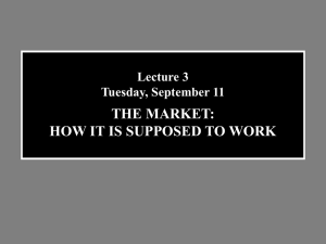 THE MARKET: HOW IT IS SUPPOSED TO WORK Lecture 3 Tuesday, September 11