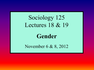 Sociology 125 Lectures 18 &amp; 19 Gender November 6 &amp; 8, 2012