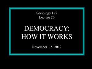 DEMOCRACY: HOW IT WORKS Sociology 125 Lecture 20