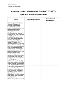 (VPAT™) Voluntary Product Accessibility Template  Video and Multi-media Products