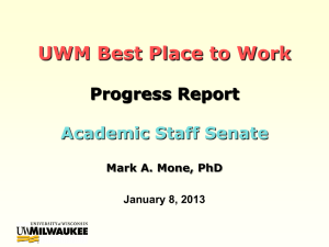 UWM Best Place to Work Progress Report Academic Staff Senate