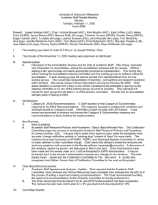 University of Wisconsin-Milwaukee Academic Staff Senate Meeting Minutes Tuesday, February 11, 2003